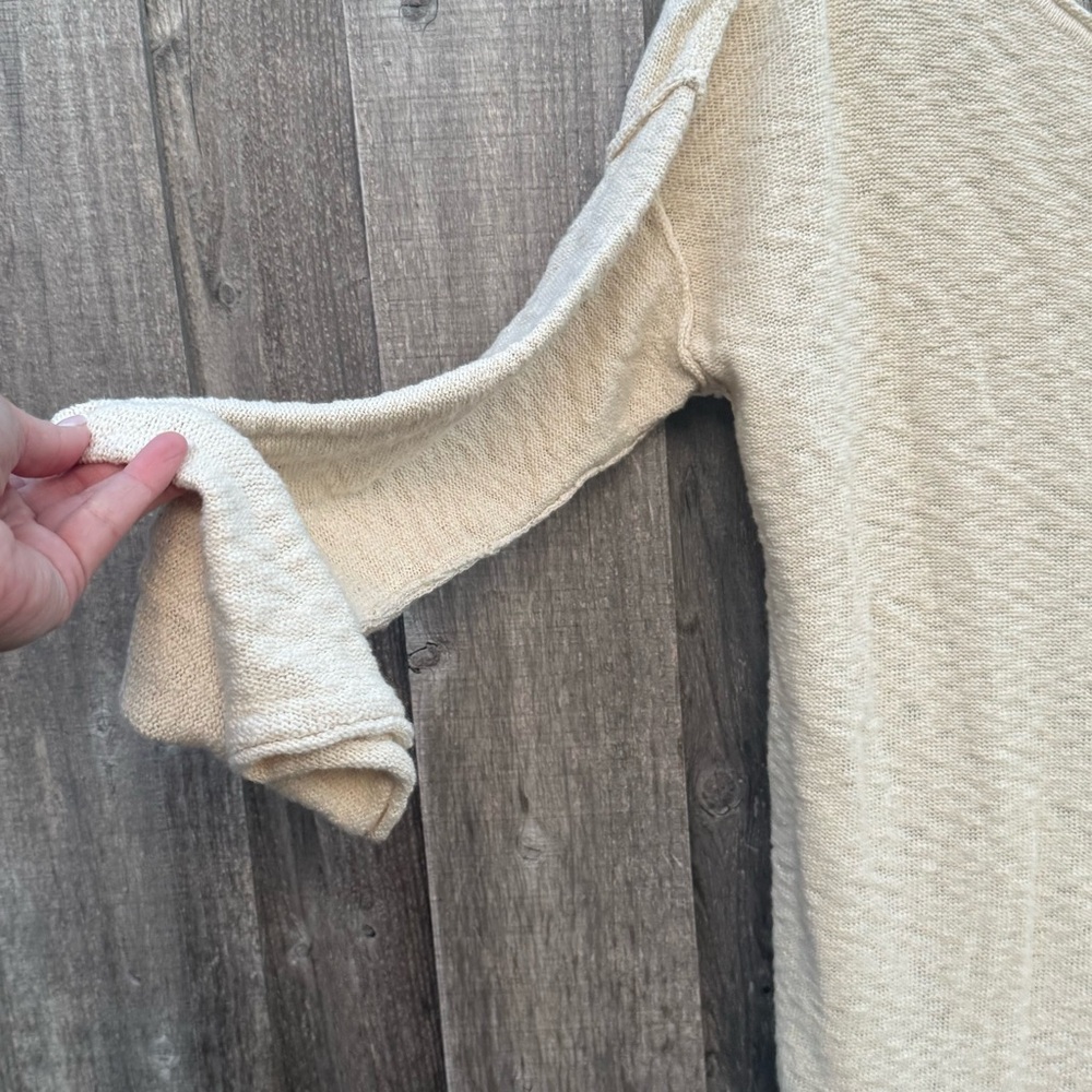 Free People Bri Sweater Maxi Dress Cream Boho Slit Lounge S - Picture 5 of 10